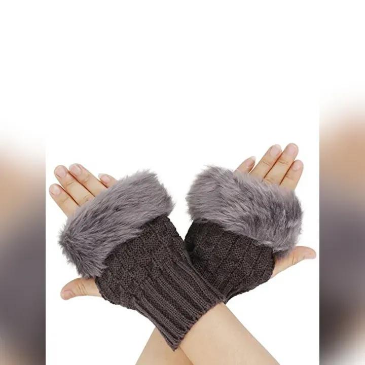 2 Pcs Wool Fur Lined Gloves 1