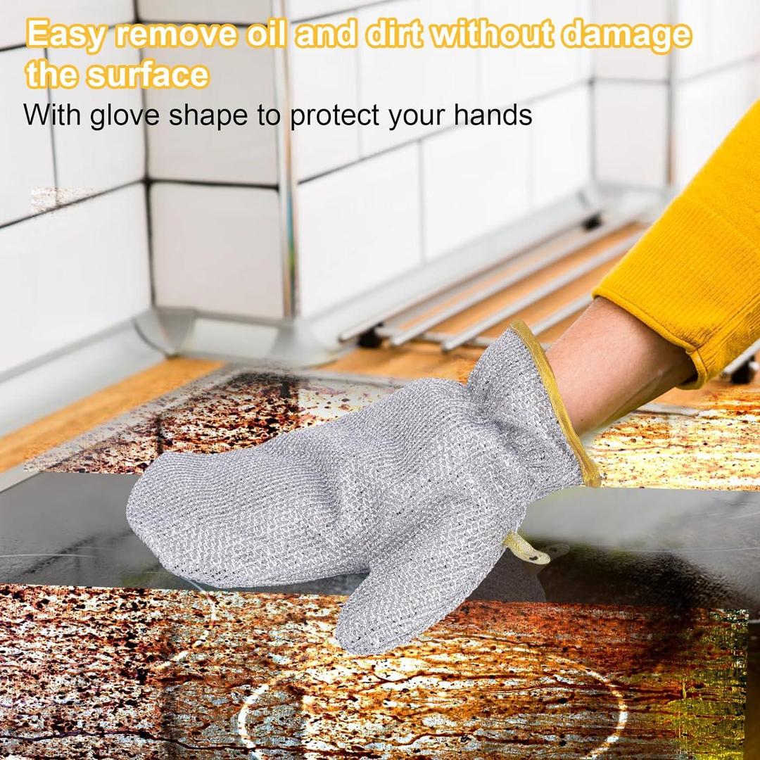 Cleaning Cloth Kitchen Magic Dishwashing Gloves Steel Wire Cleaning Rag Microwave Stove Clean Tools Dish Cloth