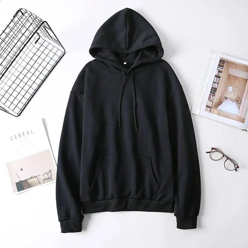 MENS COZY FLEECE PLAIN HOODIE COMFORTABLE TO WEAR